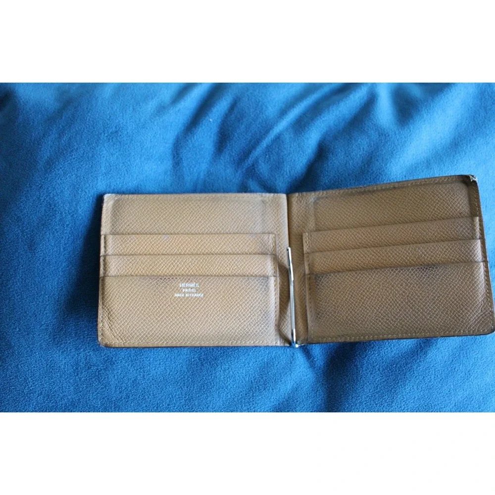 Hermes Bi-Fold Wallet, Palladium Money Clip, 100% Authentic